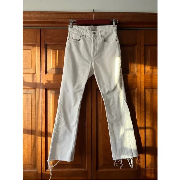 Everlane Women's High Rise Kick Crop Jeans Raw Hem Denim White Size 25R - Picture 2 of 11
